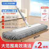 汉世刘家雪尼尔平板拖把家用一拖净无痕保洁专用干湿两用吸水懒人拖布 60cm（86.5-160cm伸缩杆）共2布 1cm