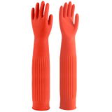 东方红 55CM橡胶手套加长袖防水耐用胶皮厨房保洁清洁洗衣加厚耐油污 1双装(红色)【京仓发货】 M码